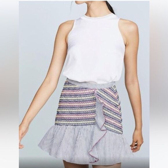 New Parker ruffle mini Skirt in Blue and pink Sz 10 - Picture 2 of 16